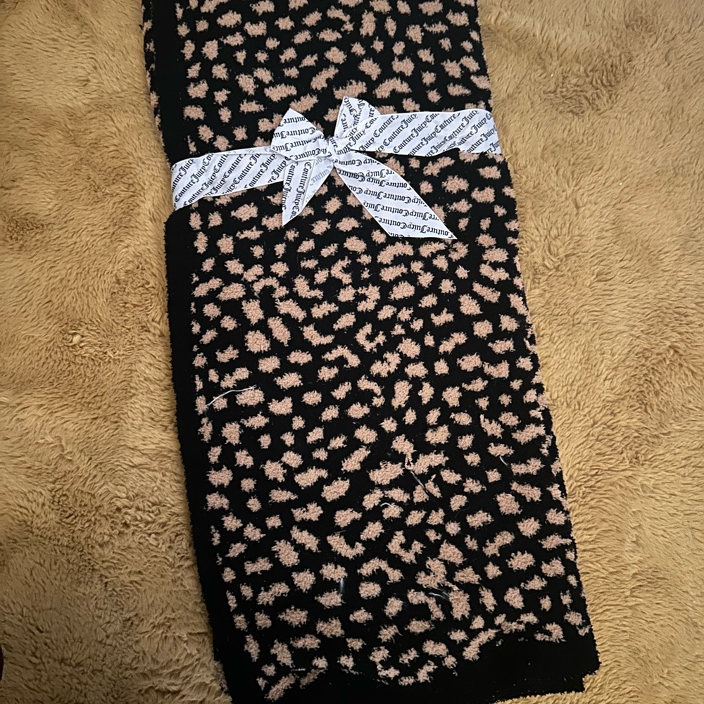 Juicy couture black &  Tan Leopard Print blanket.